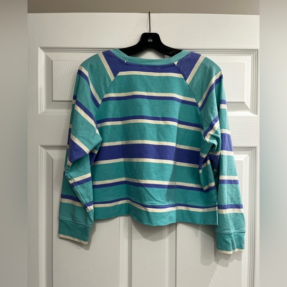 Wildfox Striped Pullover Long Sleeve Blue Stretch Crew Neck Women’s Large - Picture 3 of 3